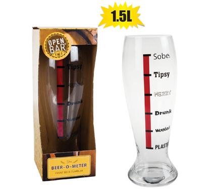Beer-tumbler glass beer-o-meter 1.5l