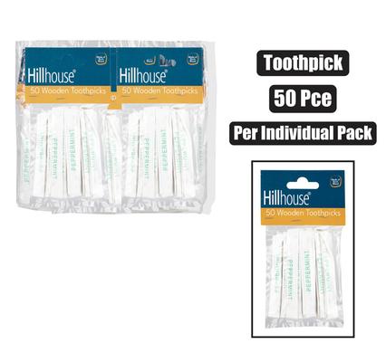 Toothpicks wdn 50pc wrap mint hillhouse