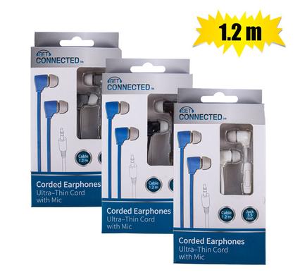 Earphones with mic 1.2mx0.03mm