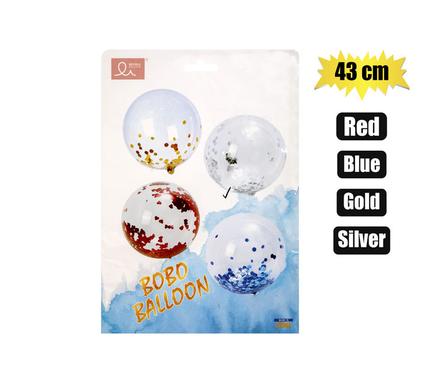 Balloon helium clear glitter 45cm f-01