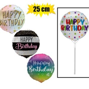 Balloons air fill w/stick happy bday ast