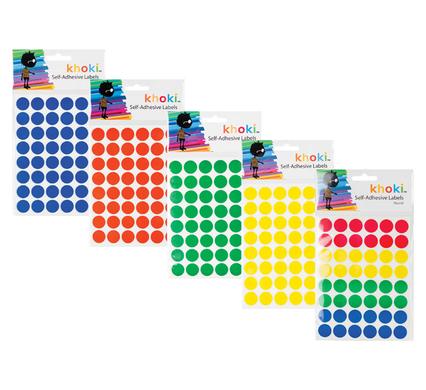 Labels self adhesive round asstd colours