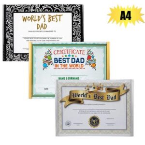 Poster certificate a4 dad in frame
