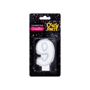Candle birthday single number-9 silver