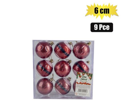 Xmas tree decor balls santa 9pc 6cm