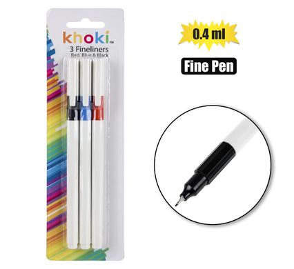 Pen fineliner red/blue/black 0.4mm