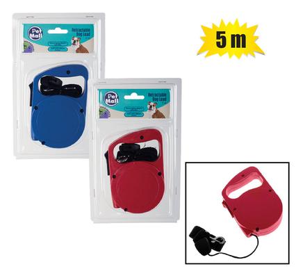 Pet dog-lead nylon 5.0m auto-retractable