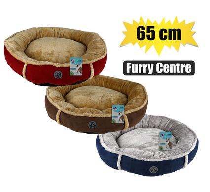 Pet bed fleece round 60cm furry centre