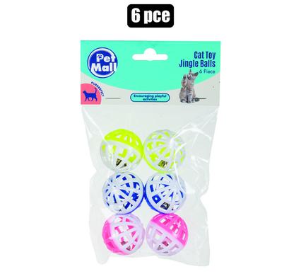 Pet play-balls 6pce jingle wavy-line