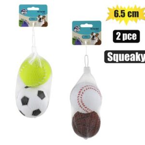 Pet dog toy vinyl ball 6.5cm 2pce