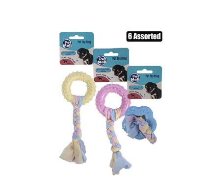 Pet toy puppy ring w/cotton asstd