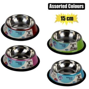 Pet dog/cat bowl s/s asstd colors 11cm