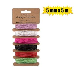 Raffia paper 6 asstd colors 5mmx5m