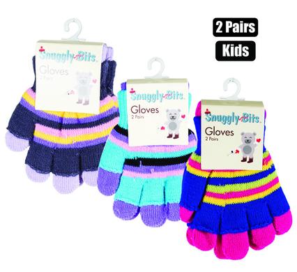 Gloves kids 2pair closed+open finger
