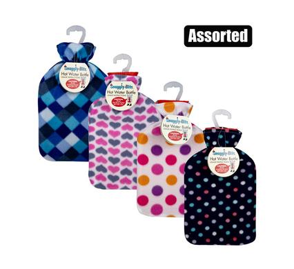 Hotwater bottle w/fabric cover asstd