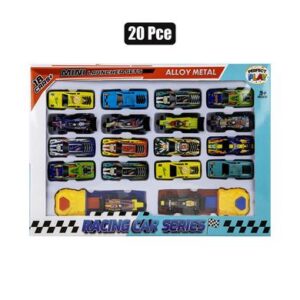 Die cast set w/18 cars & 2 launchers