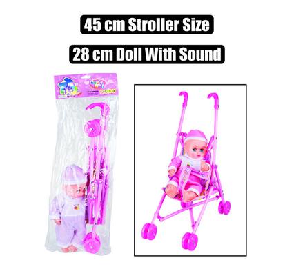 Baby doll 28cm w/sound & stroller