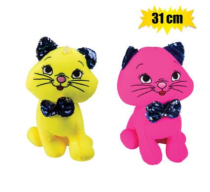 Plush bright cat w/foambeads 31cm